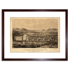 Map University Of Virginia Vintage Drawing Framed Art Print Poster 9x7 Inch
