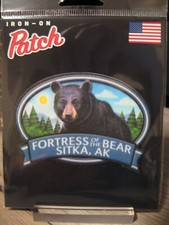 New Fortress Of The Bear Iron On Patch - 3.5" x 2.75" - Sitka, Alaska - Black