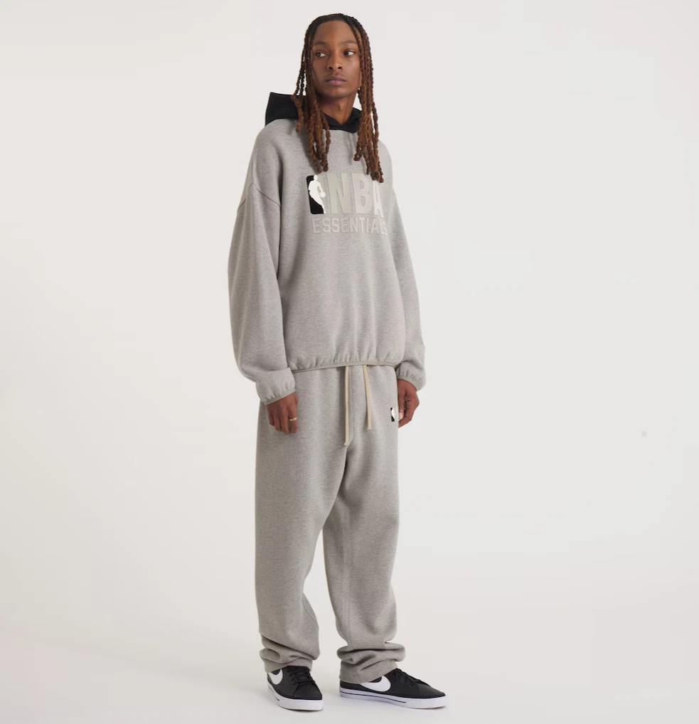 Felpa con cappuccio Fear of God NBA x ESSENTIALS pullover grigio NUOVO