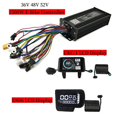 Ebike 36V 48V 52V 1500W 3-Modes Sine Wave Controller or EN06/ UKC-1 LCD Display