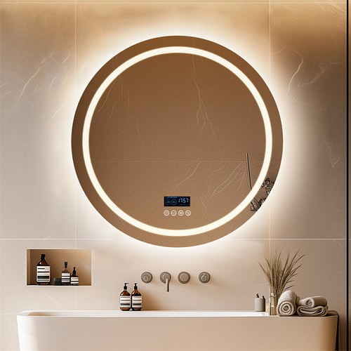 Large Bluetooth LED Bathroom Mirror w/ Front Lighting Backlit Dimmable Anti-fog - Picture 4 of 16