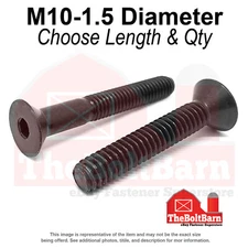 M10-1.5 Class 12.9 Flat Socket Head Cap Screws Black Oxide (Pick Length & Qty)