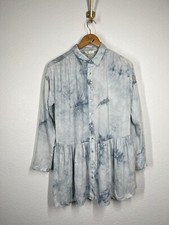 Lovestitch Small S Tie Dye Babydoll Mini Tunic Dress Pale Blue 