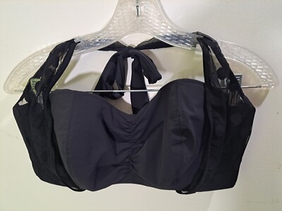 Fig Leaves Black Swim Top 34FF