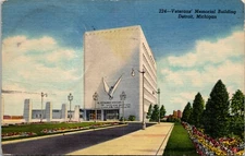 Veterans Memorial Building Detroit Michigan Postcard Linen Posted 2568