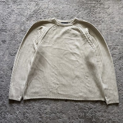 Vintage Y2K Point Zero Chunky Knit Ribbed Sweater Mens Large Ivory Skater