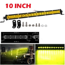 10" Inch Amber Slim LED Light Bar Single Row Spot Flood Offroad Driving ATV 4WD