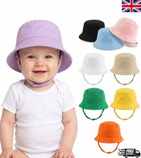 Newborn Baby Infant Hat Cotton Chin Strap Summer Sun Protection Cap Wide Brim UK