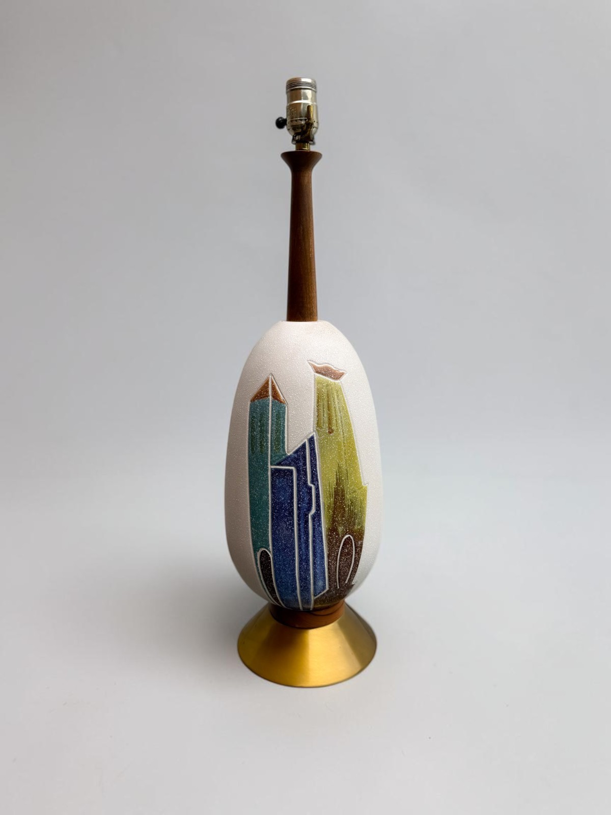 Vintage 1960s mid century modern glazed ceramic mosaic table lamp