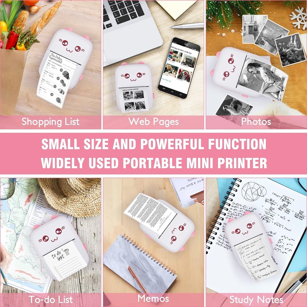 Portable Mini Thermal Pocket Photo Printer Wireless Bluetooth Note Printing
