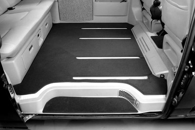 Gastraum-matte passend für VW T4 Multivan SCHIENEN Sitze Hochflor Velour SCHWARZ