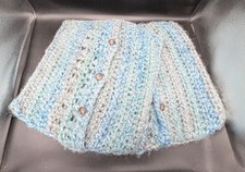 2 Crocheted Handmade Blue Purple Green Pillow Covers 14"x14"