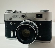 FED-3 35mm Rangefinder Film Camera  Lens  Original Case   USSR Vintage Working