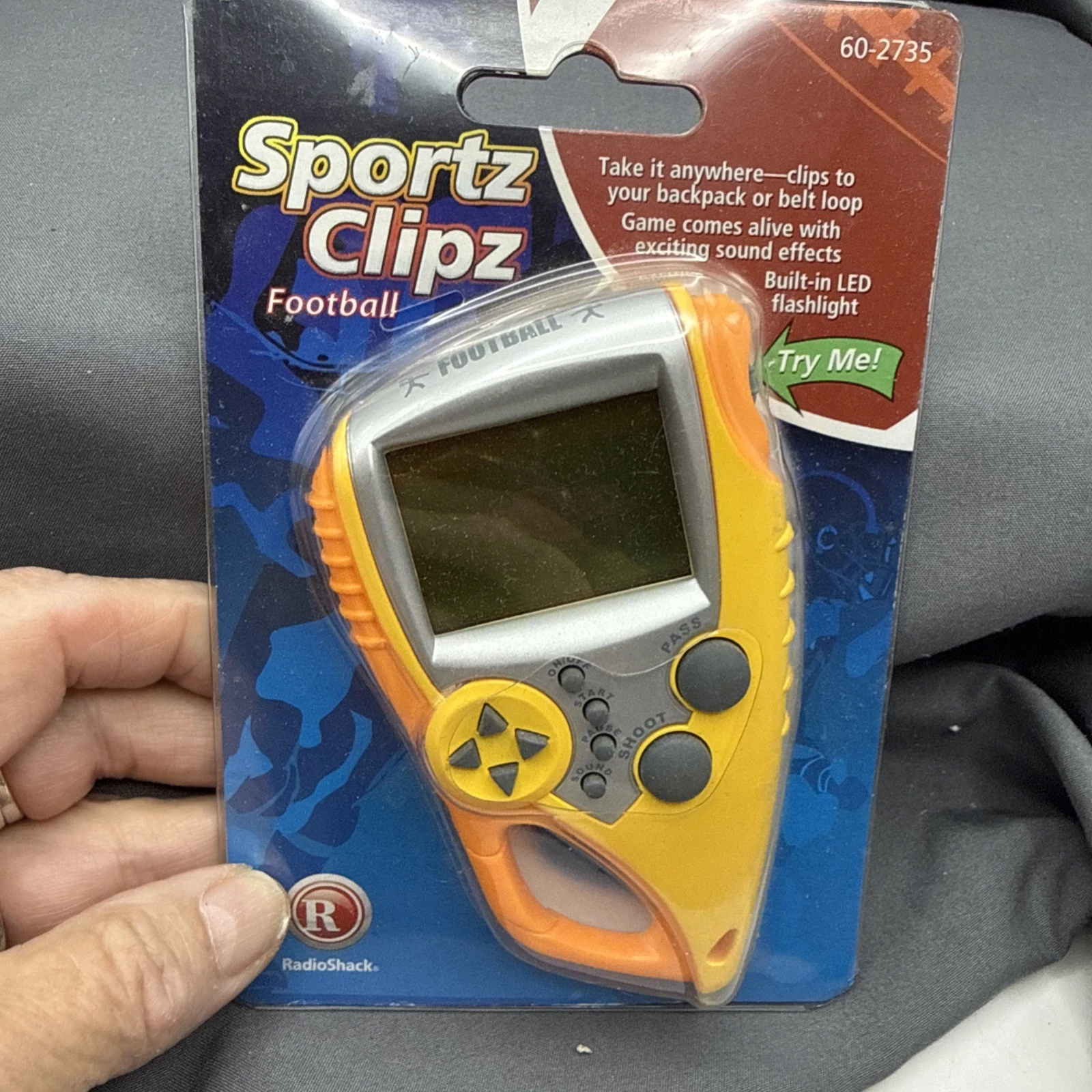 Vtg Radio Shack Yellow Sportz Clip Football Retro Video Game NOS New Handheld