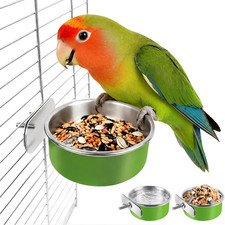 Bird Cage Bowls for Parakeets 2 Pack - Stainless Steel Food Water Feeder Cup