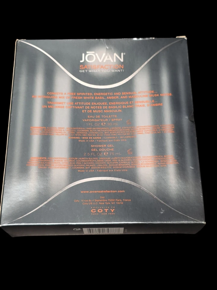 Jovan Satisfaction for Men Set de Regalo EDT 1 oz + Gel de Ducha 2.5 oz Nuevo Sellado Foto 4 de 4