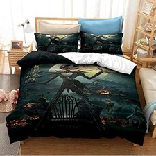 Nightmare Christmas Bedding Set 3D Skull Duvet Cover Set Jack Queen