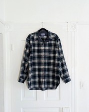 Vintage Pendleton Men's Green And Blue Plaid Wool Button Down Shirt Size XL