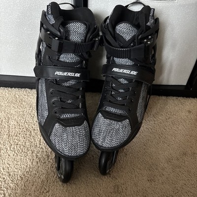 Powerslide Phuzion Radon Black White 80 Men Inline Skates Size 10 M Size 11 W US