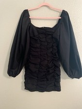 Pretty Little Thing Rouche Long Sleeve Dress Cocktail Party Mini womens sz 4