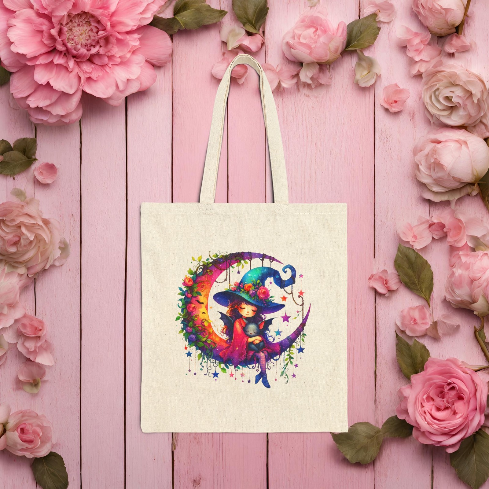 Witch Tote Bag  Eco-Friendly Gift, Halloween Decor, Market Bag, Shopping Bag