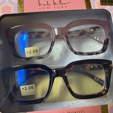 NEW Nicole Miller NY Readers MAUVE TORT SET of 2 READING GLASSES 2.00