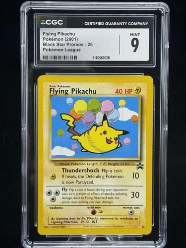 Flying Pikachu #25 Black Star Promo Pokemon League 2001 CGC 9  🎈☁️