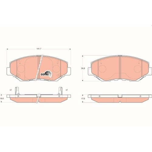 Bremsbelagsatz Scheibenbremse TRW GDB3325 Cotec FüR Honda Vorderachse-image
