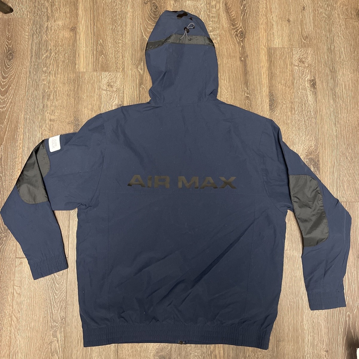 Nike Air Max Mens Size L Woven Ripstop Jacket Blue Zip Hoodie