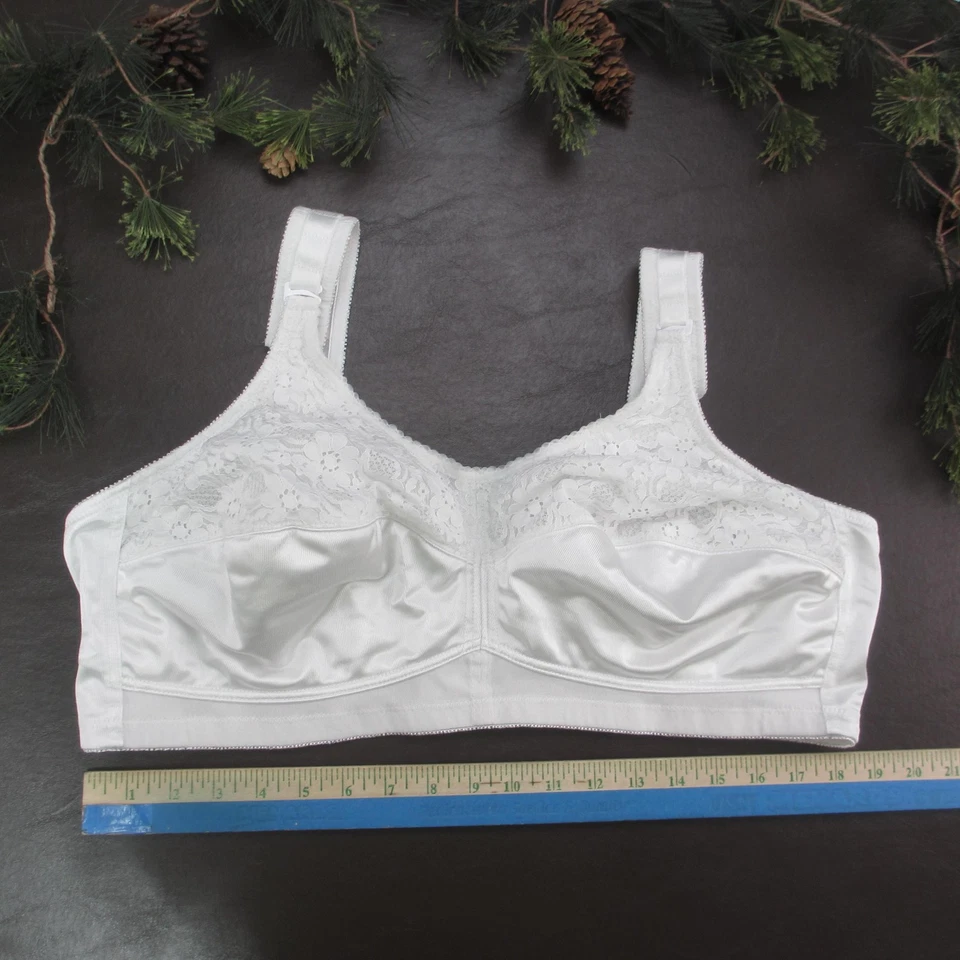 Sujetador Jodee Mujer 46D Blanco Estilo 3201 Inalámbrico Encaje Satinado Suave Copa Bolsillo Foto 2 de 4