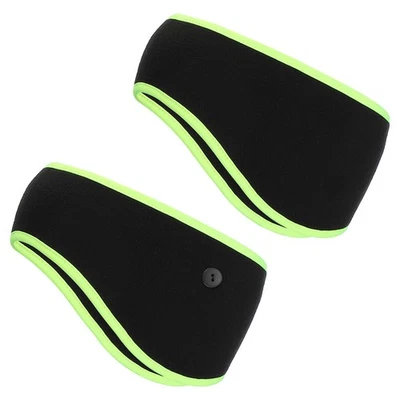 Bandeau pour Ear Warmer, 2Pcs Bandage Hiver Élastique, Noir avec Vert - Photo 1/4