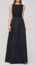 JS Collections Valery Mixed Media Sleeveless Gown In Black $298 New Size 8