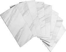 AULIGET 4-Piece White Marble Look Peel and Stick Backsplash Wall Tiles, 3" X 6"