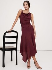 Banana Republic Crepe Twist-Shoulder Dress red cherry jam NWT 4 party formal