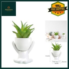 Charming Humanoid Ceramic Succulent Planters, Modern Indoor Decor Pots, 6 Pack