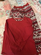 M&S PJ Set Size 8 Lounge Wear Red Pattern Worn Once