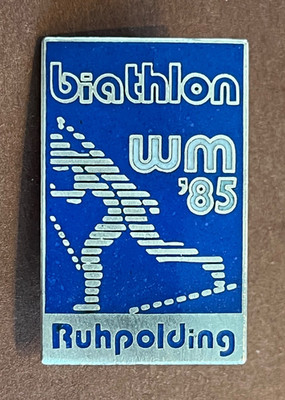 Alte Email Nadel Abzeichen Biathlon WM 1985 Ruhrpolding 4cm Sport Andenken versi