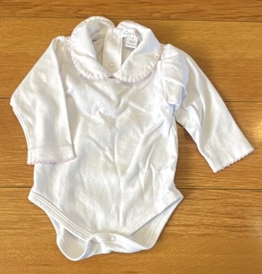 Kissy Kissy White Collared Long Sleeve  One-Piece for Baby Girl 3-6 Months