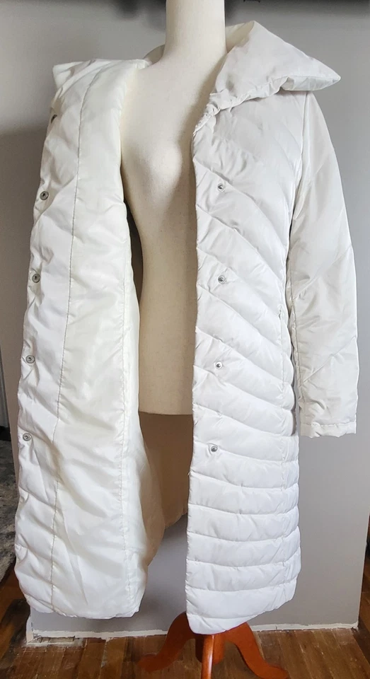 Kenneth Cole 反应羽绒外套 M 冬季白色绗缝长夹克保暖 — 第 4/4 张图片