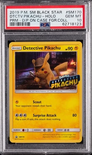 2019 POKEMON SM BLACK STAR PROMO #SM170 DETECTIVE PIKACHU-HOLO PSA 10