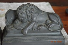 Antique Dark Bronzed Metal Bookends Lion of L...