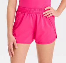 NEW All In Motion Girls' Mid Rise Run Shorts Dark Pink Size Medium 8 