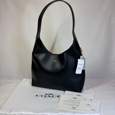 COACH CU068 Brooklyn Shoulder Bag 28 Natural Grain Leather Black NEW