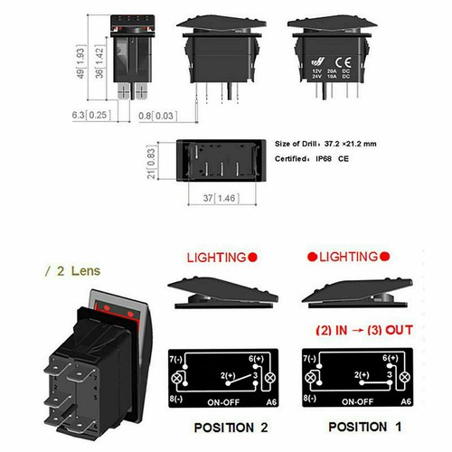 5Pin 12V 24V 10A Car Boat ARB Carling Rocker Toggle Switch LED Light On OFF AT.. - Picture 28 of 186