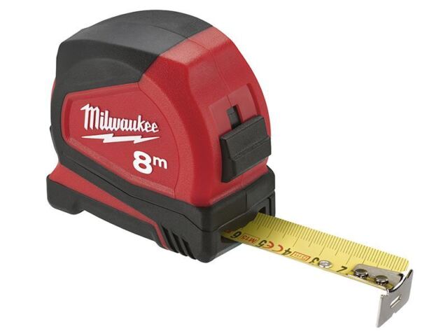 Milwaukee Hand Tools - Pro Compact Tape Measure 8m (Width 25mm) (Metric Only)