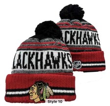 New Era Chicago Blackhawks Beanie, White, Black, Red, NHL, OSFM