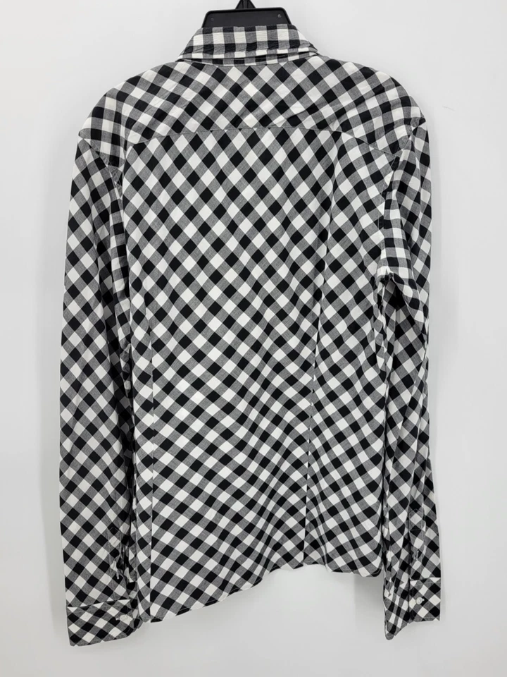 Top Ralph Lauren Etiqueta Negra Mujer 12 Negro Blanco Cuadros Manga Larga Abotonada Foto 2 de 4