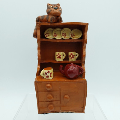 Keramik Katze Ornament handbemalt Katze auf Küchenschrank Vintage H18cm