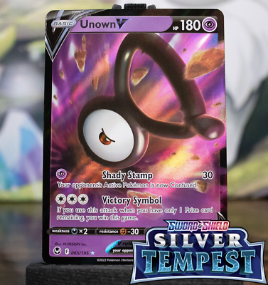 unown v pokemon card price Unown V 065/195 SWSH Silver Tempest Ultra Rare Holo Pokmon 2022 NM + Card Saver