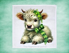 Highland Cow Dish Towel, 12x12, FREE ship, hand towels, bath, choice, St Pattys